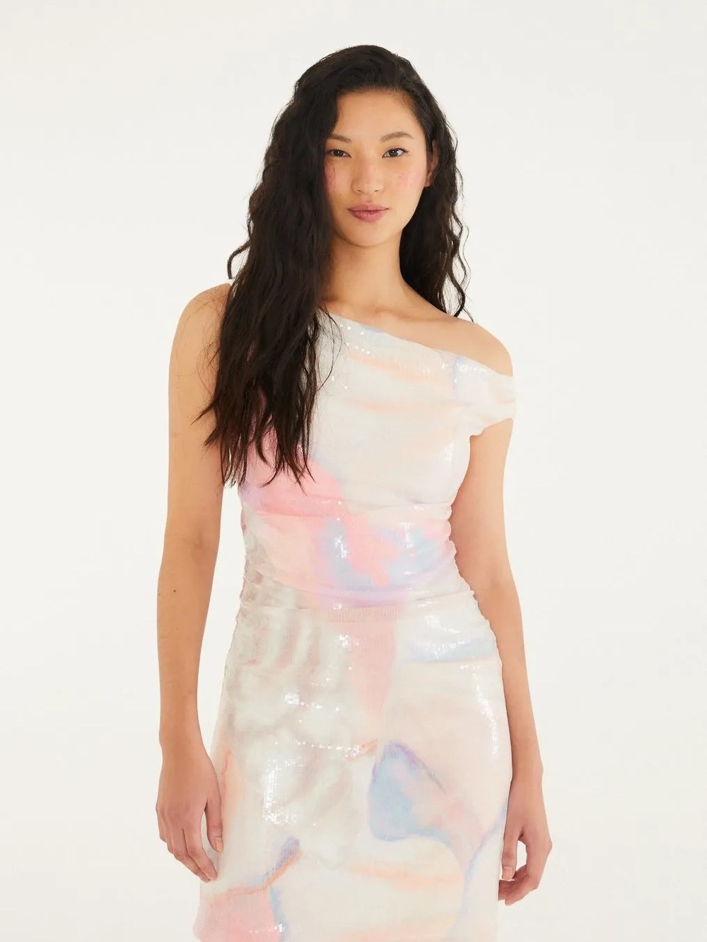 NWT Farm Rio Iridescent Sequin One-Shoulder Mini Dress size XL - Picture 2 of 5